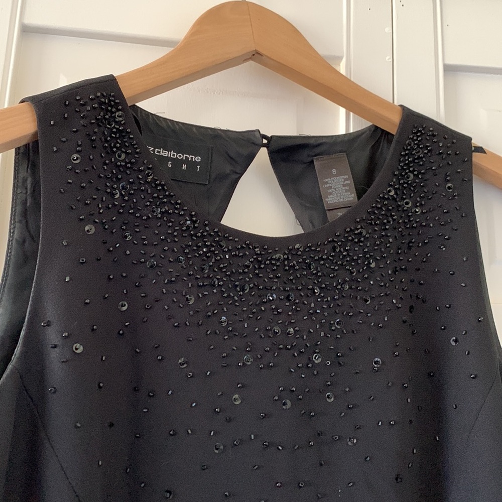 Liz Claiborne Night beaded sleeveless black gown - size 8